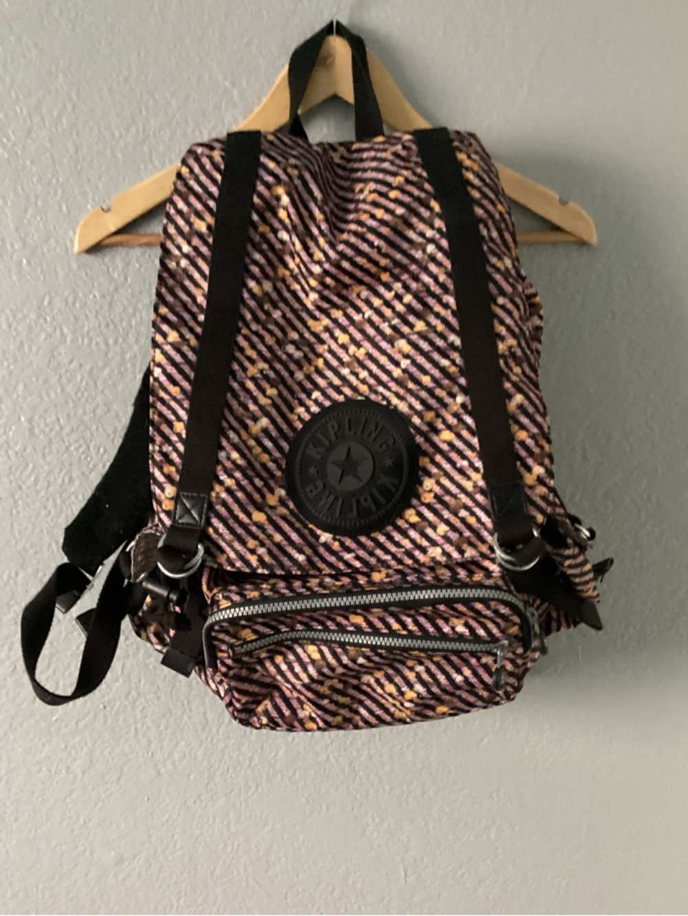 Kipling Purple Patterned Backpack - Casual Daypack